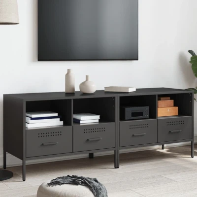Afbeelding van Tv meubelen 2 st 68x39x50,5 cm koudgewalst staal zwart