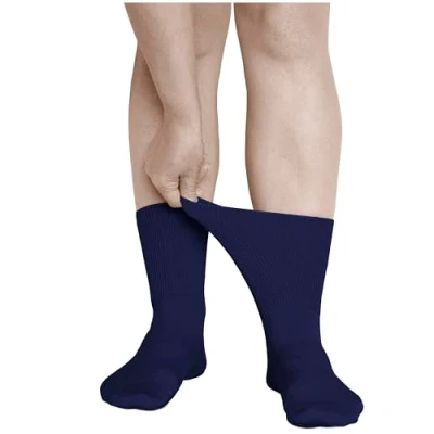 Afbeelding van VITSOCKS Chaussette sans élastique diabétique extra large Femme (3 PAIRES) non comprimante pieds gonflés, bleu foncé, 35 38