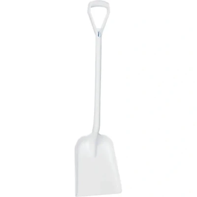 Afbeelding van Vikan Schoppen Lichtgewicht Schop Met Korte Steel En D greep Standaard Blad Van Polypropyleen Hoogte 1040mm (327x271x50mm) Wit