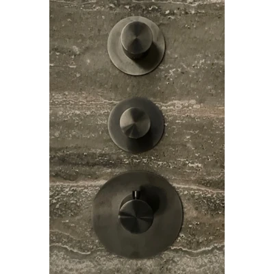 Afbeelding van SB 316 AESTHETICS Round Inbouw thermostaatkraan met 3 uitgangen omsteller en stopkraan PVD gun metal geborsteld 1208954952