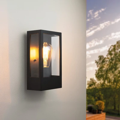 Afbeelding van Ledvion Wandlamp met Senor Zwart, E27, IP44, RVS, LED Buiten, Wand lamp Buitenlamp