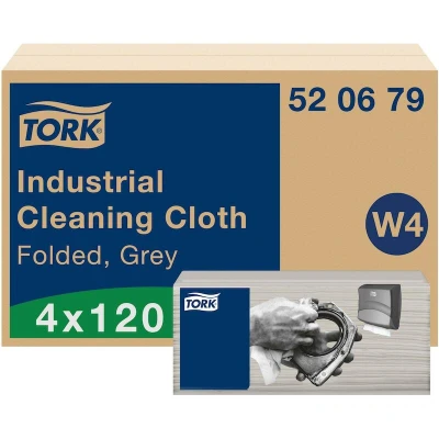 Afbeelding van Reinigingsdoek Tork Industrial W4 gevouwen flexibel en zacht 120 vel grijs 520679
