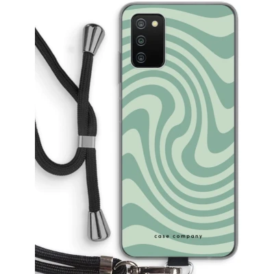Afbeelding van Case Company® hoesje met Koord geschikt voor Samsung Galaxy A03S Swirl Groen Telefoonhoesje Zwart Bescherming aan alle Kanten en Over de Schermrand