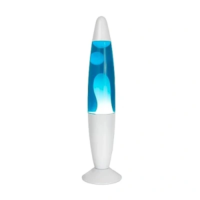 Afbeelding van GIFTMARKET, blauwe lavalamp. Bedlampje met 2 lampen inbegrepen. Leuk cadeau voor tieners. Retrolamp van 34 x 8,5 cm.