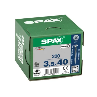 Afbeelding van Spax Spaanplaatschroef 3,5x40mm Platte Kruiskop Z Wirox 200 Stuks