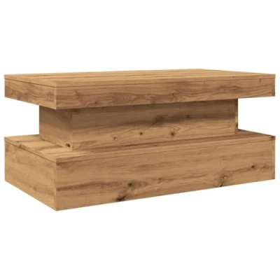 Afbeelding van vidaXL Salontafel met LED verlichting 90x50x40cm artisanaal eikenkleur