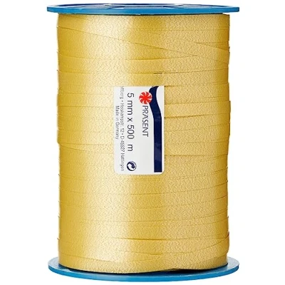 Afbeelding van C.E. Pattberg AMERICA Cadeaulint, goudkleurig, 500 m bolduc voor verpakking, breedte 5 mm, decoratieve accessoires &amp; DIY, decoratielint geschenken, elke gelegenheid