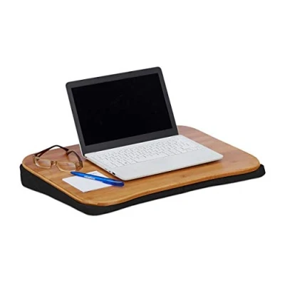 Afbeelding van Relaxdays laptopkussen bamboe schoottafel laptop laptoptafel notebookstandaard hout