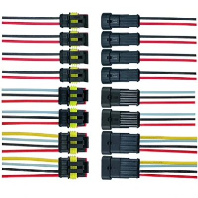 Afbeelding van QitinDasen 8 delige set voor auto, waterdicht, elektrisch, stekker, verzegeld met 16 AWG, voorbekabeld, vrachtwagen, boot (2/3/4 polig)