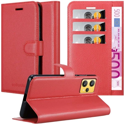 Afbeelding van Cadorabo Hoesje geschikt voor Realme 9 4G / PRO+ in KARMIJN ROOD Beschermhoes met magnetische sluiting, standfunctie en kaartvakje Book Case Cover Etui