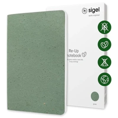 Afbeelding van Sigel notitieboek Re Up A5 groen gelinieerd softcover SI RU103