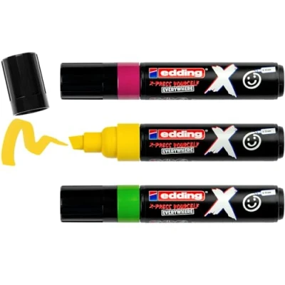 Afbeelding van edding 6900 X multimarker set van 3 geel, licht groen, rood violet voor alle ondergronden geschikt beitelpunt 2 10 mm vegan inkt gemaakt gerecycled plastic lokaal geproduceerd in Duitsland