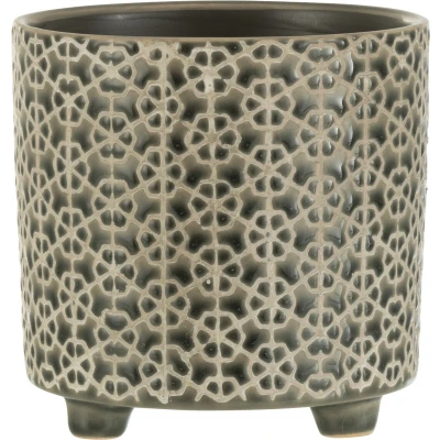 Afbeelding van Bloempot keramiek grijs/blauw medium 22982