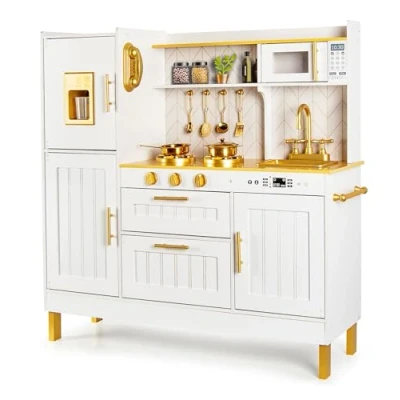 Afbeelding van Leomark Goud: een prachtige houten keuken voor kleine koks in unieke stijl!