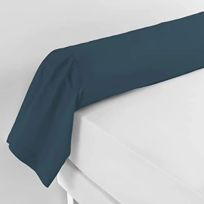 Image de Taie de traversin 85 x 185 cm uni 57 fils lina +point bourdon Bleu nuit