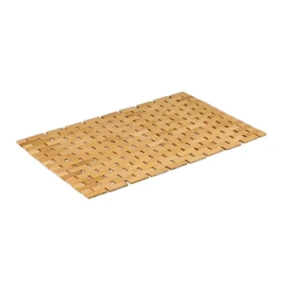 Afbeelding van Relaxdays badmat bamboe 60 x 40 cm antislip oprolbaar douchemat