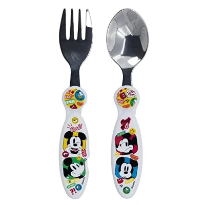 Afbeelding van Stor Kinderbestekset van roestvrij staal, 2 delig, vork en lepel Mickey Mouse