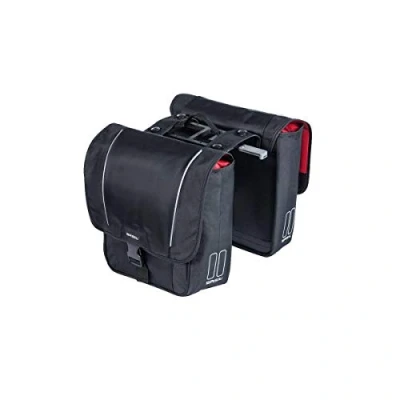 Image de Sacoche arriere velo double basil design 32l noir sur porte bagage compatible systeme mik