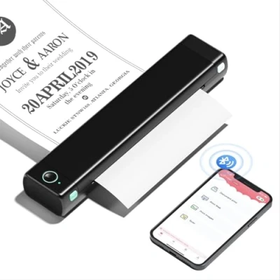 Afbeelding van Phomemo M08F Draagbare printer, A4 thermische zonder inkt, compatibel met Bluetooth smartphone, USB tablet/Mac, zwart
