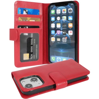 Afbeelding van Cadorabo Hoesje geschikt voor Apple iPhone 13 MINI in INFERNO ROOD Beschermhoes met magnetische sluiting en 3 kaartsleuven Book Case Cover Etui