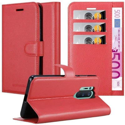 Afbeelding van Cadorabo Hoesje geschikt voor OnePlus 8 PRO in KARMIJN ROOD Beschermhoes met magnetische sluiting, standfunctie en kaartvakje Book Case Cover Etui