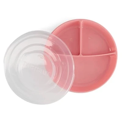 Afbeelding van Twistshake Babybord met luchtdicht deksel, verdeelde borden voor kinderen, BPA vrij babybord, 3 delige voedingstrainingsbord, 6 maanden, roze