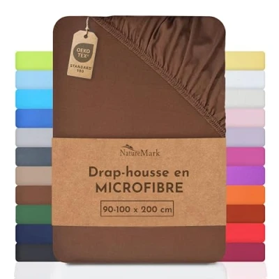 Image de NatureMark drap de lit en microfibre à prix réduit ! beaucoup tailles et couleurs marchandise marque (drap 90x200 100x200 cm, Marron Chocolat)