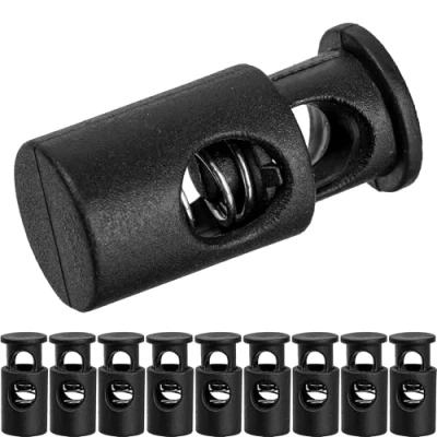 Afbeelding van 10 stuks koordstopper met 1 gat Zwart Voor koorden tot 5 mm diameter jassen, kleding, rugzak, rubberen koord Snelsluiting Glijbaan Tanka koordstopper, zwart, V4, Ø mm, x