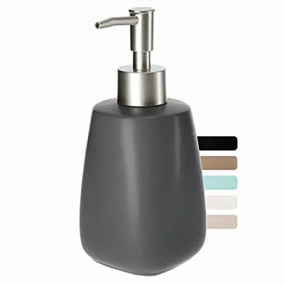 Afbeelding van Zeepdispenser met pomp, pompdispenser van keramiek, dispenser voor vloeibare zeep, afwasmiddel, lotiondispenser, afwasmiddeldispenser badkamer, keuken, zeep (antraciet)