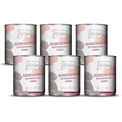Afbeelding van 6x 800g MjAMjAM Culinary Venison and Turkey on Fresh Cranberries Wet Cat Food