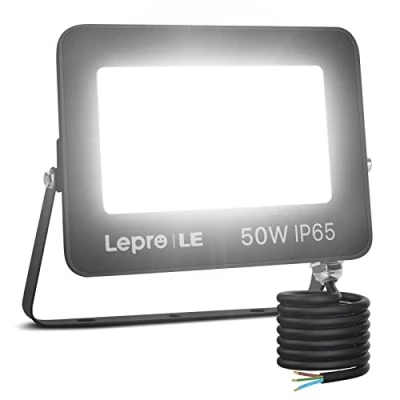 Afbeelding van LE led schijnwerper voor buiten, 50 W schijnwerper, 5000 lm, ultrahelder, K, koudwit, IP65, IP65 waterdicht, buitenlamp binnenplaats, uitgang, deuren, garage, hal, tuin