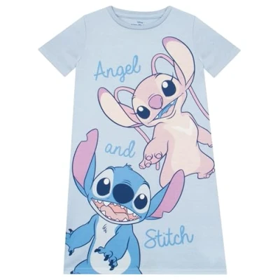 Afbeelding van DISNEY Lilo en Stitch pyjama voor meisjes, engel pyjama, nachthemd officiële merchandise, Blauw