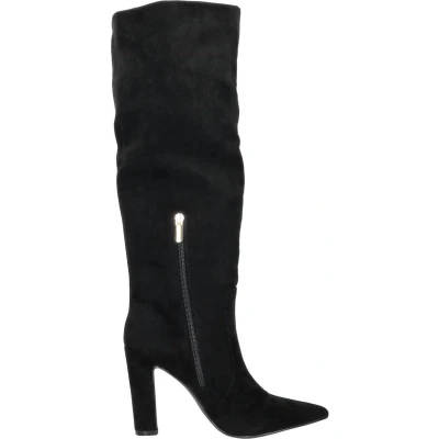 Afbeelding van SUB55 Lange Enkellaarsjes met hoge hak, Dames, Maat: 37, Zwart Veloursleer