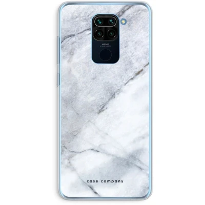 Afbeelding van Case Company® hoesje geschikt voor Xiaomi Redmi Note 9 Witte marmer Soft Cover Telefoonhoesje Bescherming aan alle Kanten en Schermrand