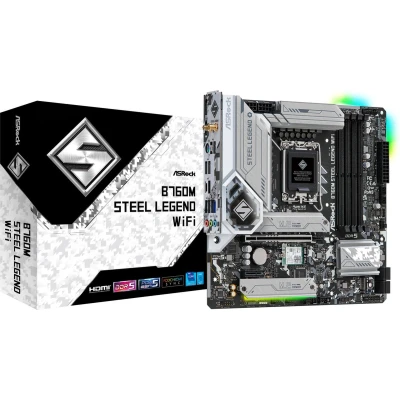Afbeelding van ASRock B760M Steel Legend WiFi Moederbord Socket Intel 1700 Vormfactor Micro ATX chipset Intel® B760
