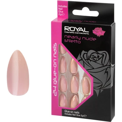 Afbeelding van Royal 24 Stiletto Glue On Nails Nearly Nude