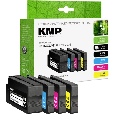 Afbeelding van KMP Inktcartridge vervangt HP 950XL, 951XL, C2P43AE, CN045AE, CN046AE, CN047AE, CN048AE Compatibel Combipack Zwart, Cyaan, Magenta, Geel H100V 1722,4050
