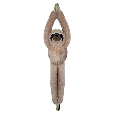 Afbeelding van Deluxebase EcoBuddiez Tree Huggers Luiaard van klein pluche om op te hangen, 55 cm, gemaakt gerecyclede plastic flessen. Zacht en milieuvriendelijk speelgoed, perfect cadeau voor