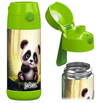 Afbeelding van Jarlson Roestvrijstalen drinkfles MALI Thermosfles voor kinderen BPA vrije school, sport en kleuterschool 350 ml
