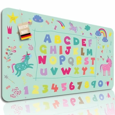 Afbeelding van Lineo® Bureauonderlegger voor kinderen, waterdicht, eenhoorn, prinses, 70 x 40 cm