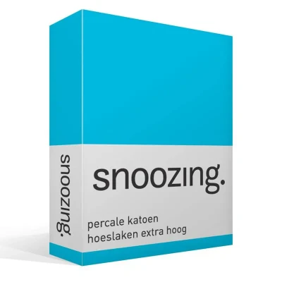 Afbeelding van Snoozing Hoeslaken Extra hoog Tweepersoons 120x200 cm Percale katoen Turquoise