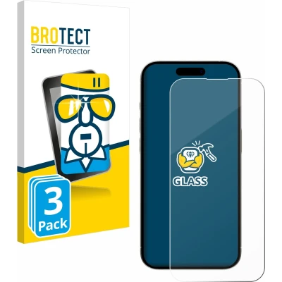 Afbeelding van BROTECT Glas Screenprotector voor Apple iPhone 15 / Pro Gehard Beschermglas 9H (3 Stuks)