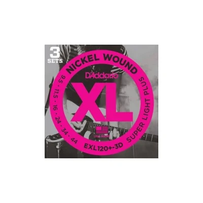 Image de D&#039;Addario EXL120+ 3D, filets en nickel, Super Light Plus, 9.5 44, 3 jeux Jeu guitare électrique