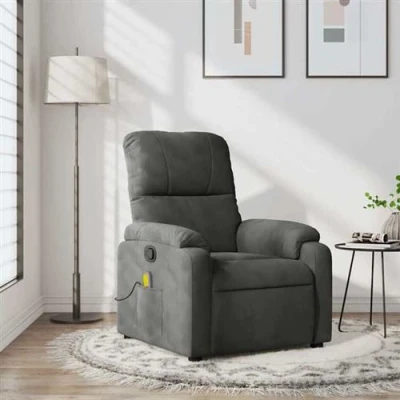 Image de vidaXL Fauteuil inclinable de massage gris foncé tissu microfibre373458
