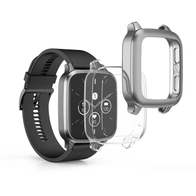 Afbeelding van kwmobile 2x smartwatch hoes geschikt voor Garmin Venu Sq 2 Music / hoesje Siliconen sporthorloge cover Activity tracker case in transparant zilver
