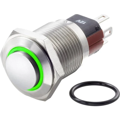 Afbeelding van TRU COMPONENTS TC 7495036 GQ16 KH 11E/J/G/12V/S Vandalismebestendige drukschakelaar 48 V/DC 2 A 1x uit/(aan) Moment Groen IP65 1 stuk(s)