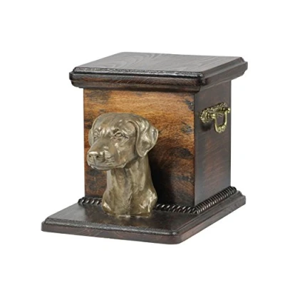 Afbeelding van Elegante urn hond voor met beeldje van Dobermann unieke hondenurn