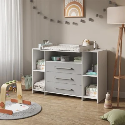 Afbeelding van Vicco Oskar luiercommode grijs, 143 x 100 cm XL met laden