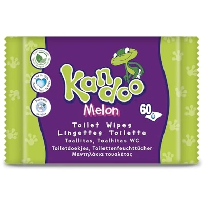 Afbeelding van 6x Kandoo Vochtige Toiletdoekjes Melon 60 stuks