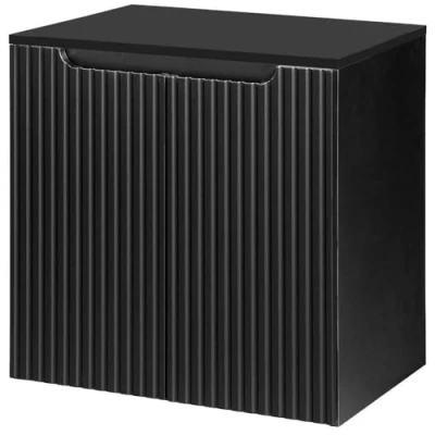 Afbeelding van Wastafelonderkast met wastafelblad Newport 60x60x40 cm zwart [en.casa]